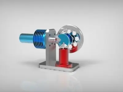 Horizontal Stirling Motor Free 3D model purchase