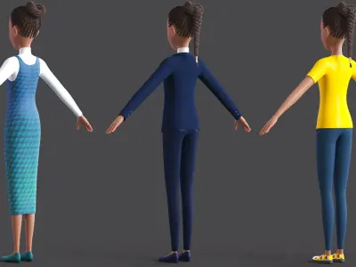 Cartoon Afro Mother - Toon Rigged Woman 3D model
