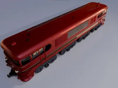old red train sncf blender 3D model