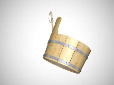 Sauna Bucket Low-poly 3D model