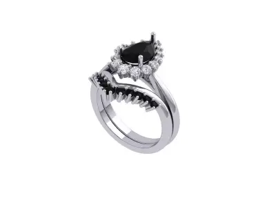 Pear  Stone Bridal Ring 3D print model order