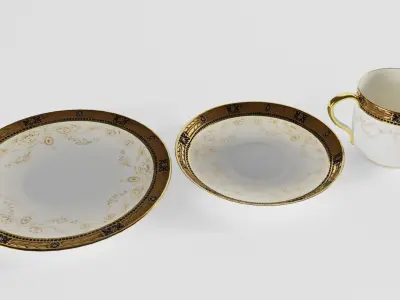 Antique Coffee Cup with Side Plate 3D model
