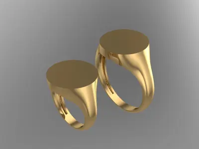 Signet Round Ring - Printable - All Sizes 3D model