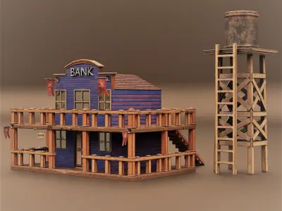 WESTERN CITY KITBASH 3D Model Collection