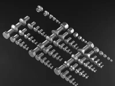 Bolts And Nuts Collection 3D model buy