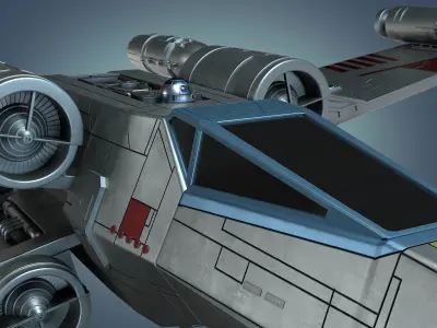 StarWars X Wing Fighter Rigged 3D model