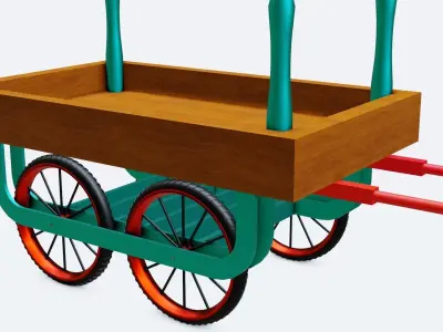 wooden cart or wooden kart modelling  3D model