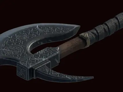 two-handed medieval axe 3D model
