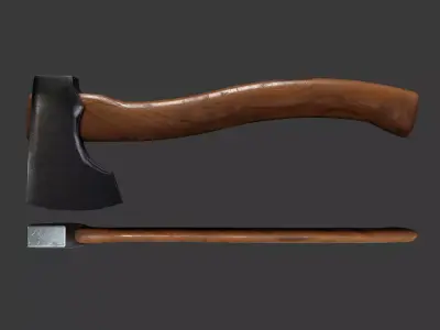 Game and VR-AR Ready Axe Low-poly 3D model