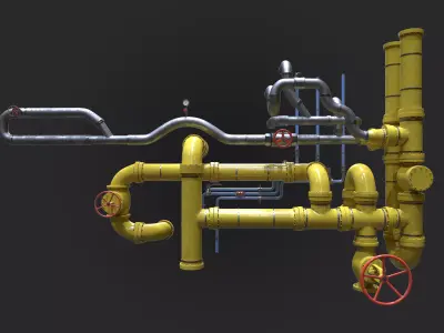 Modular Industrial Pipes - 42 Pieces Low-poly 3D model