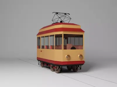 low poly old school tram Free 3D model