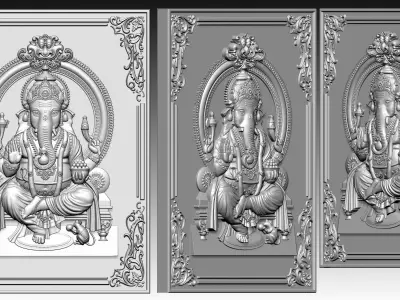 lord ganesha ji  with kirti mukh wall art 3D print model