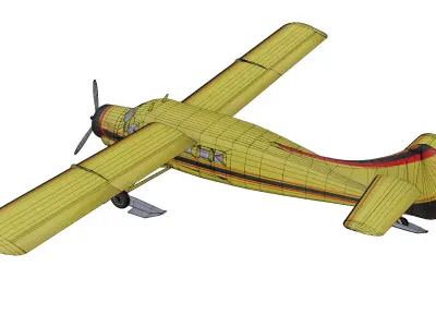 DE Havilland Canada Dhc-3 Otter With Skis Low-poly 3D model