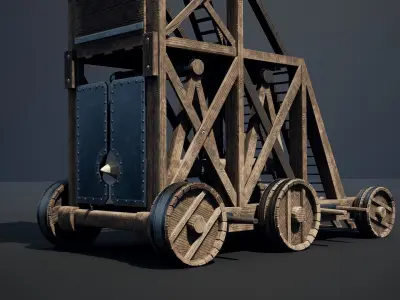 Medieval Siege Weapon - Siege Tower Low-poly 3D model