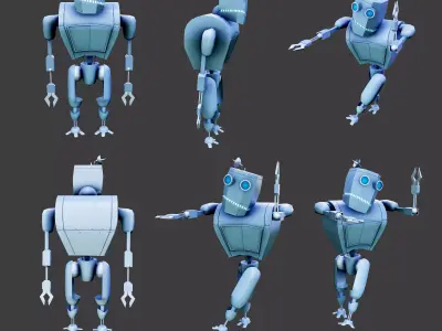 Series of robots part 2 Low-poly 3D model