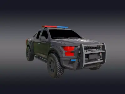 3D Police Van Low-poly 3D model