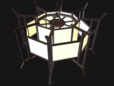 chinese style hanging light model 1 Free 3D model
