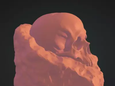 Skull on Rock 3D Model Realistic Decorative Sculpture Free 3D print model