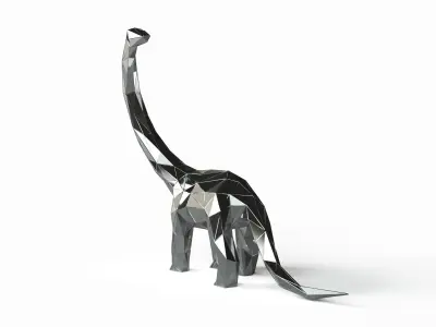 Brachiosaurus Low-poly 3D model silver dinosaur 3D model