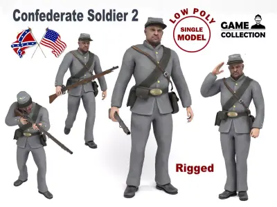 Confederate Soldier 2 Low-poly 3D model