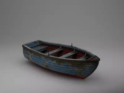 Old wooden boat 3D model purchase