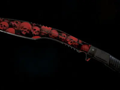 Knife Kukri - Red Skulls Low-poly 3D model