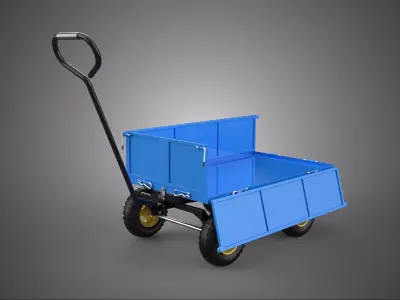 CONVERTIBLE DROP DOWN SIDE TROLLEY CART WAGON DOLLY TRAILER LOAD 3D model