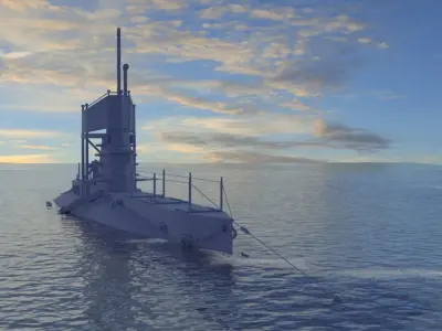 British B-Class submarine Low-poly 3D model