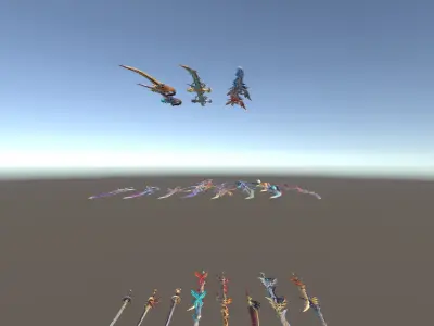 Cartoon Fantasy Weapons Katanas Low-poly 3D model