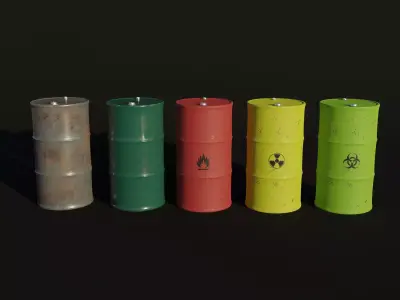 Industrial Barrel Collection Low-poly 3D model