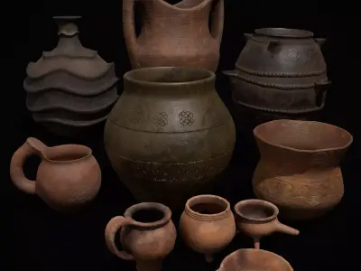 Pottery Pieces Set Three  3D Model Pack