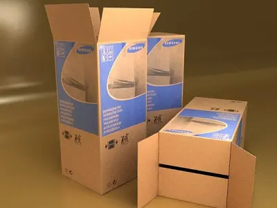Photorealistic Cardboard Box High Res 3D model