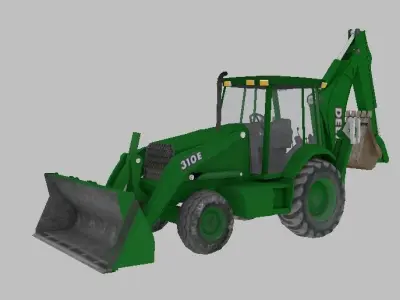 Farm Tractor Deere 310E 3D lowpoly model Low-poly 3D model