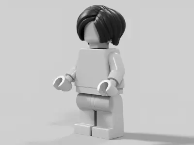 3D Scanned Lego Minifigure Short Bob Hair 3D model