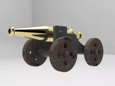 Cannon on wheels 3D model