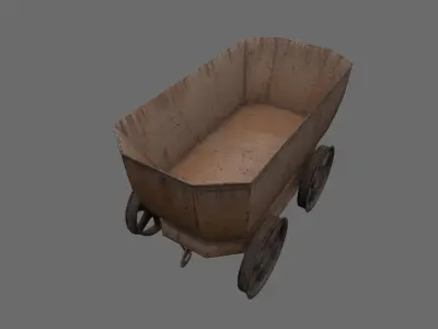 Mine Wagon and Rail Low-poly 3D model