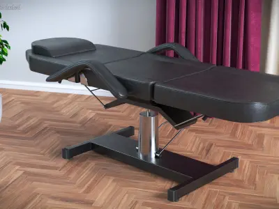 Adjustable Beauty Bed Leather Upholstery Black Rigged 3D model