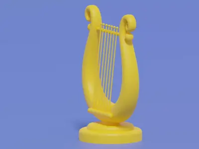 Cartoon Golden Harp 3D model
