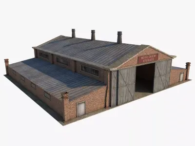 Factory Building 4 Low-poly 3D model