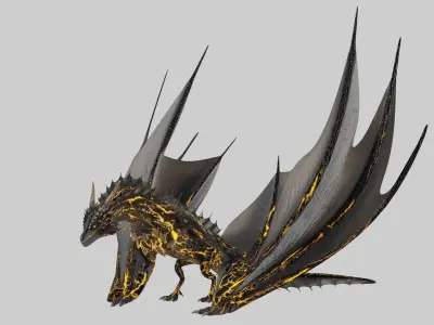 Low Poly Wyvern Dragon Animated Model Low-poly 3D model