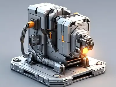 SciFi Turret Generator Game Asset Low-poly 3D model