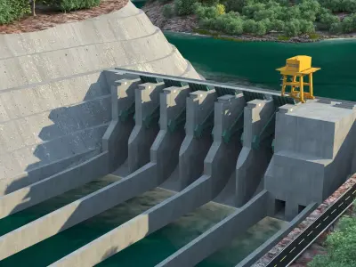 Water Dam-hydraulic complex 3D model