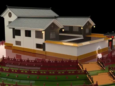 Chinese ancient courtyard  house 3D model get