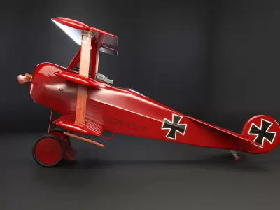 Fokker DR1 Red Baron Low-poly 3D model