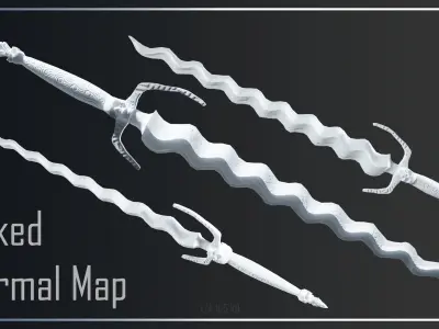 One-Hand Sword  Jade Executioner Low Poly Game Ready  PBR  Low-poly 3D model