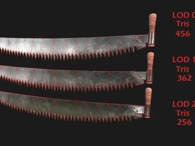 Two Man Saw Low-poly 3D model