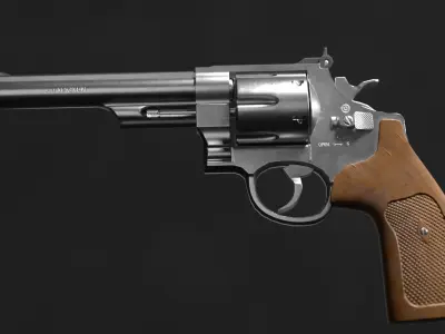 The revolver model is realistic Low-poly 3D model