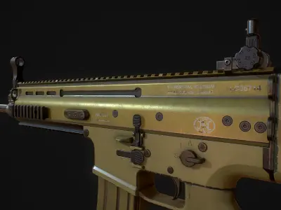 SCAR L tan rifle Low-poly 3D model