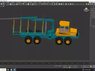 Harvester Forestry 208F Crane Low-poly 3D model