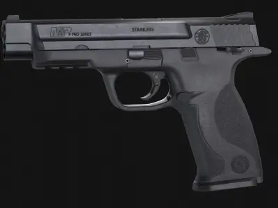 MP9 Pro Series Handgun plus Osprey Suppressor - Game Asset Low-poly 3D model